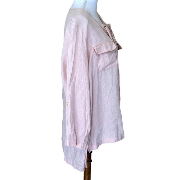 Company Ellen Tracy champagne (light peach) linen tunic, extra large, layering - Picture 2 of 7